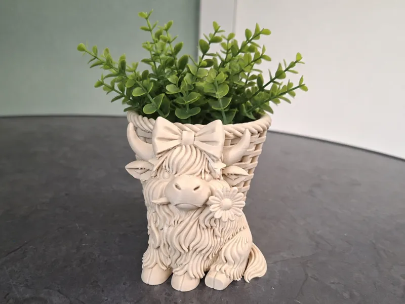 Cute Highland Cow Basket & Planter