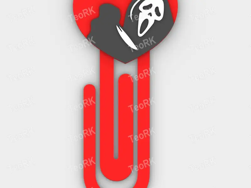 Paperclip GHOSTFACE - I love you - bookmark