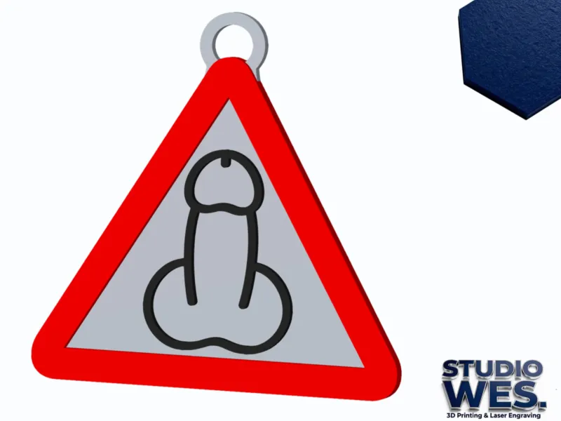 Penis - Warning/Danger Traffic Sign - Keychain