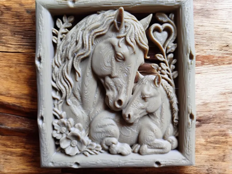 Sanfte Begleiter – Stute & Fohlen Relief
