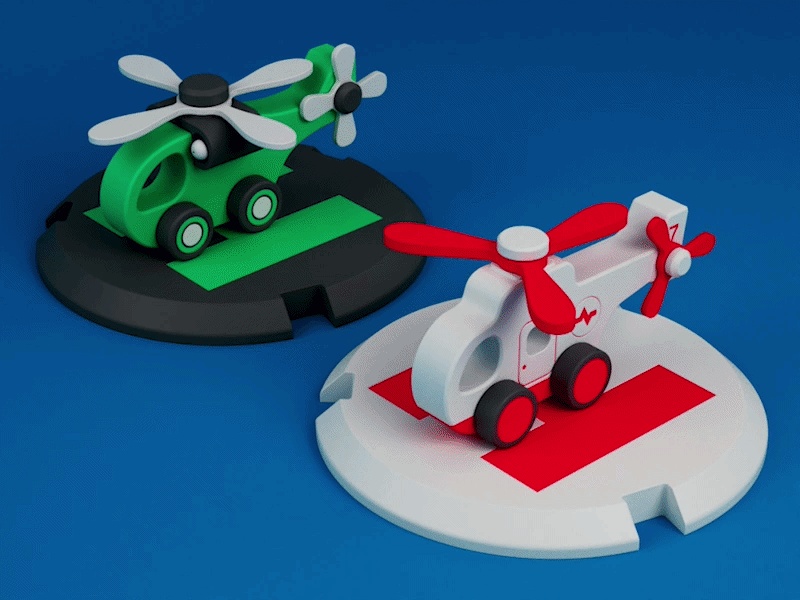 Modular Toy Helicopter Set | Rescue & Cargo with Helipads