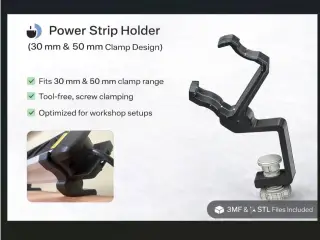 Power Strip Holder for Workbench (30 mm & 50 mm)
