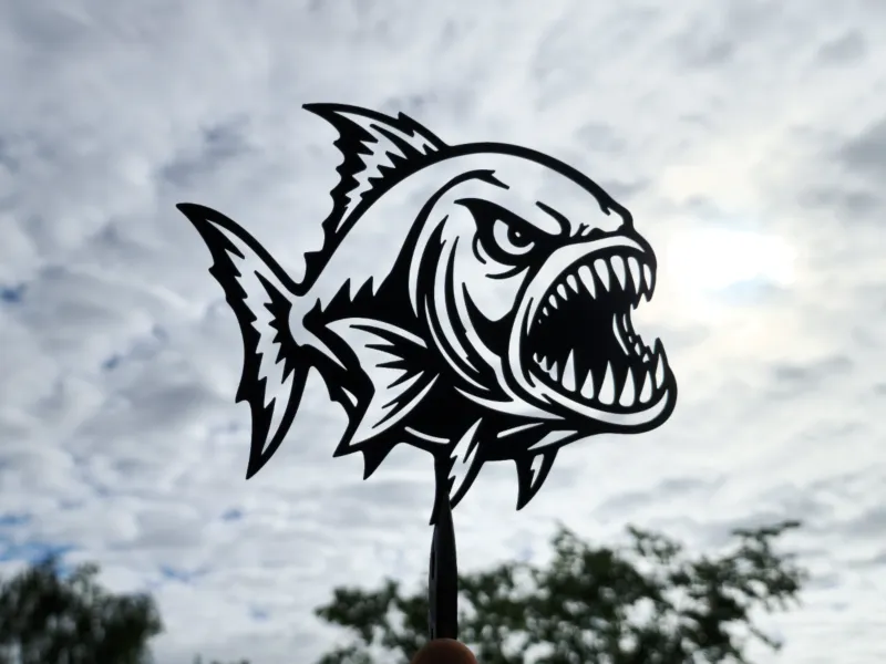 Aggressive Piranha Fish 2D Wall Art