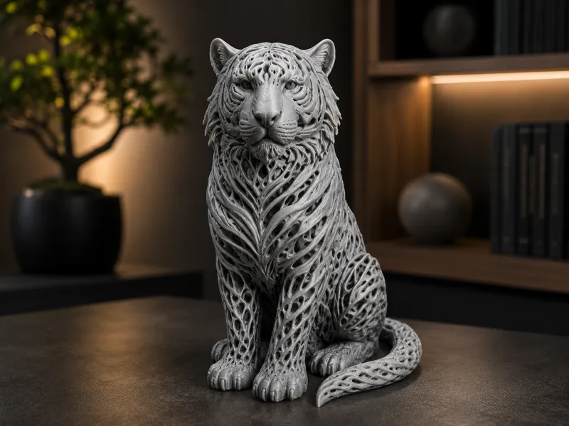 Statue de tigre - Élégante sculpture creuse Modèle 3D