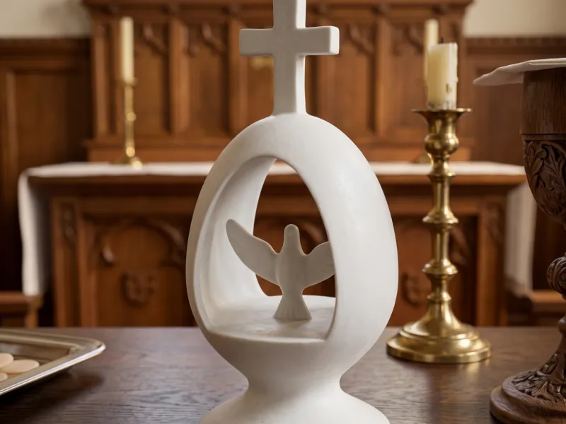 Œuf de communion avec au centre un colombe de paix