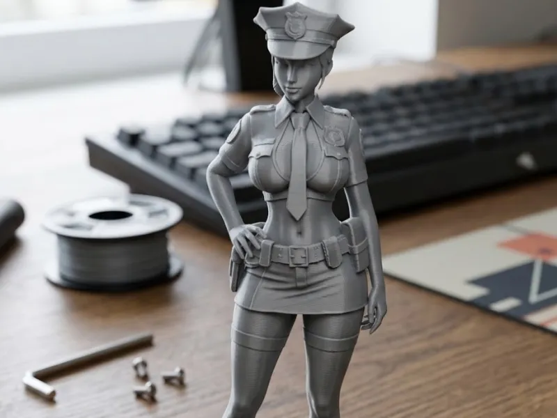 sexy policewoman in short skirt and tie