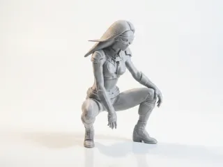 Cyborg Lady Figurine Female Sci-Fi 3D Printable