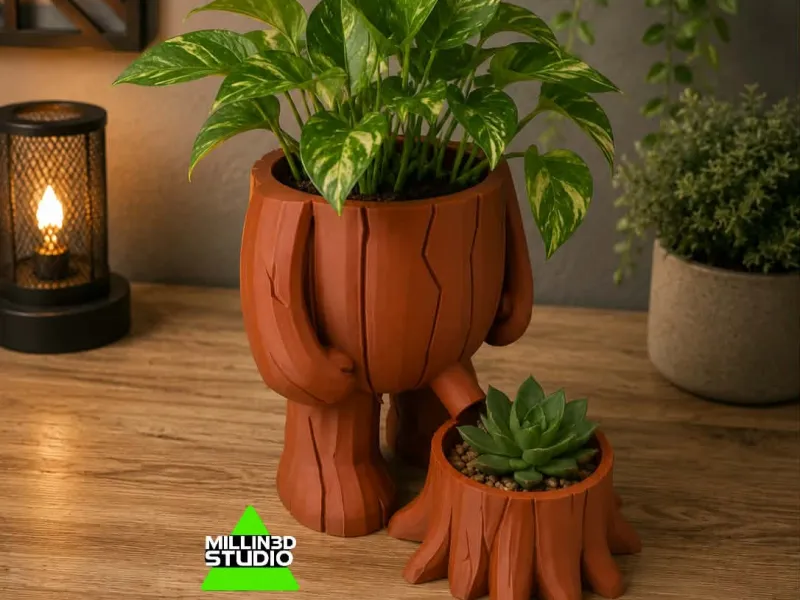 Woodland Tree Character Planter with Mini Stump Pot