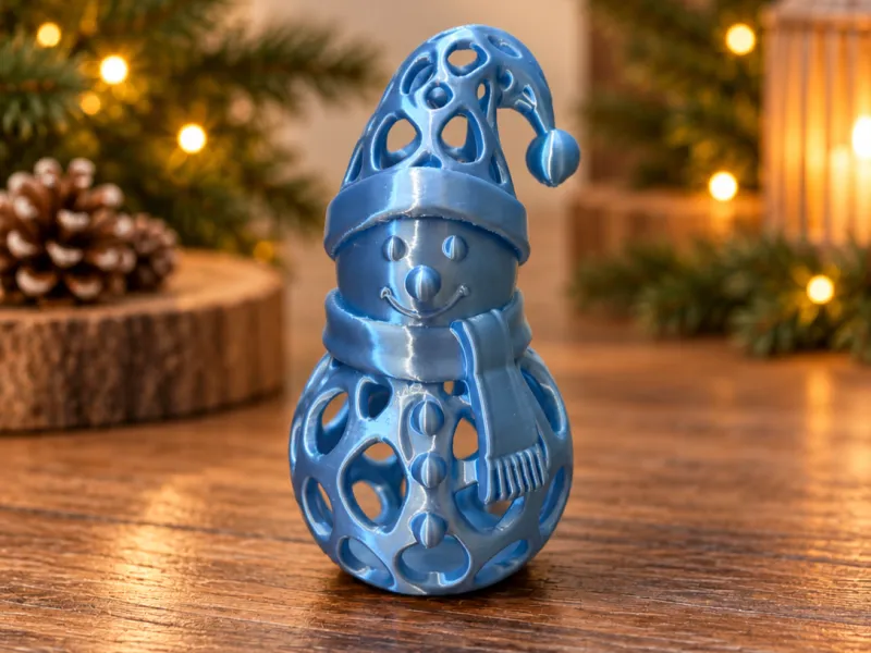☃️ Voronoi Snowman – Christmas 3D Printed Decoration
