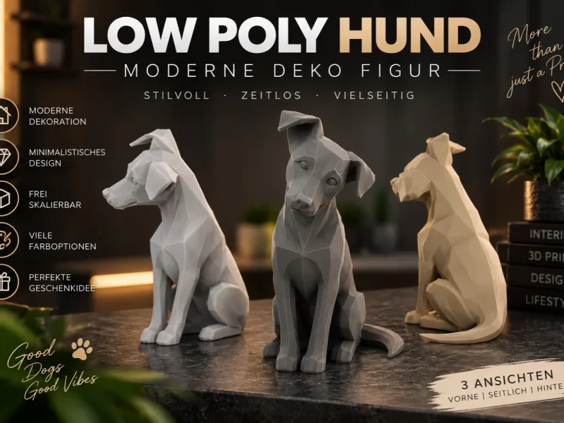 Cão Low Poly – Figura Decorativa Moderna