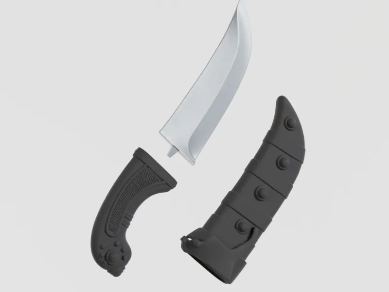 Dague tactique Bowie courbée avec fourreau – STL et 3MF prêts à