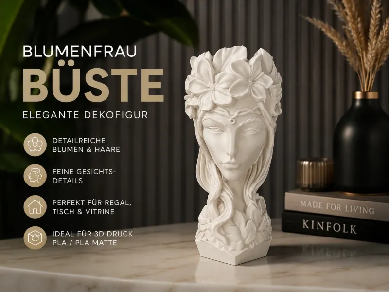 Buste de la Femme aux Fleurs – Élégante Figurine Décorative 🌸