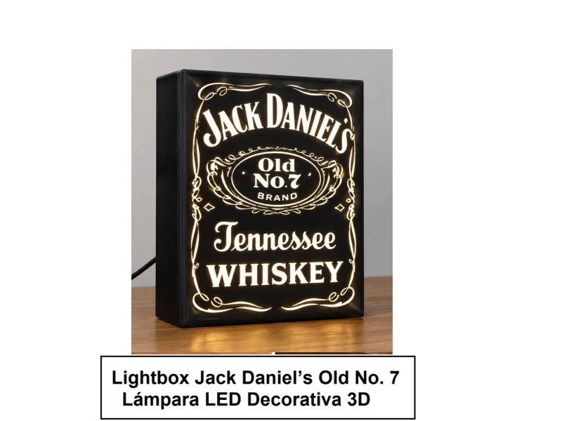 Caisson lumineux Jack Daniel's Old No. 7 | Lampe LED décorative 3D