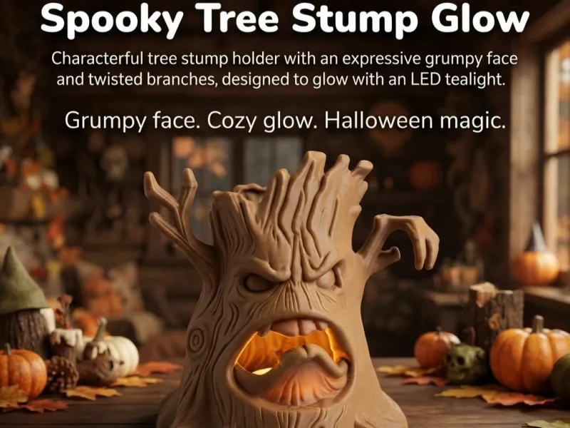 Spooky Tree Stump Tealight Holder-Angry Tree-Haunted Forest