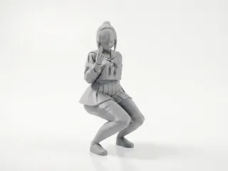Anime Girl Crouching Figurine Female Figure 3D Printable