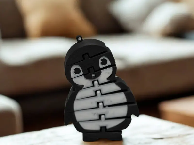 PINGÜINO ARTICULADO 🐧 / LLAVERO FLEXIBLE / IMPRESIÓN IN SITU