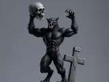 4217 Werewolf Howling with Skull Minimalist Statue STL DND-0
