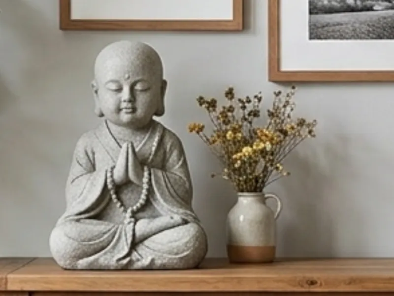 pequeño monje buda rezando