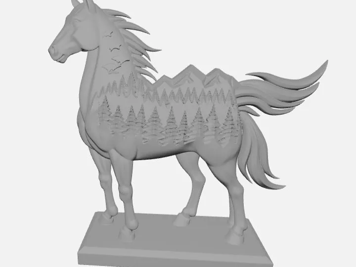 horse sculpted in rock