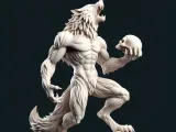 4162  Werewolf Howling with Skull – Minimalist Statue  STL-0
