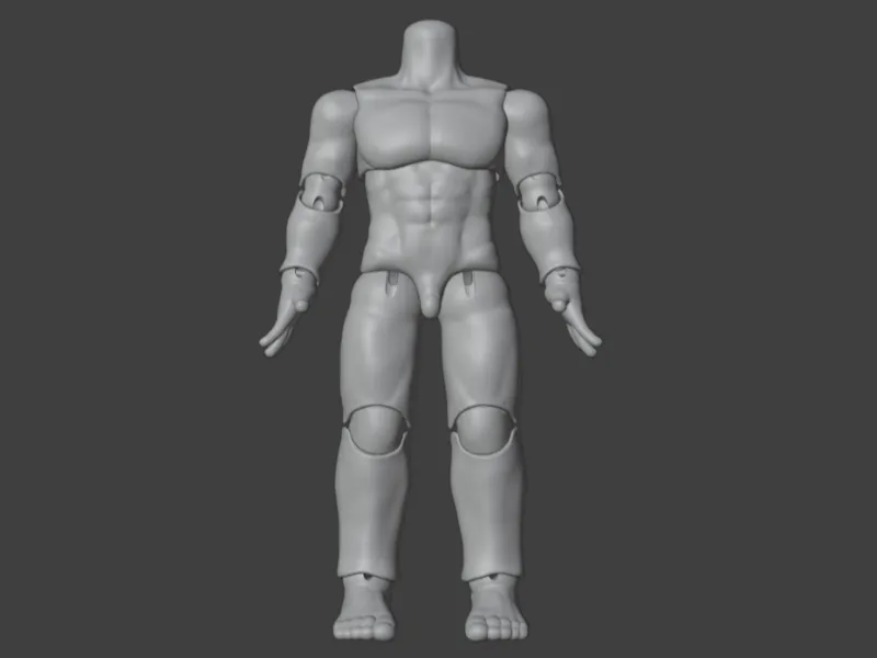 BJD short, chubby, muscular male base body, articulated doll