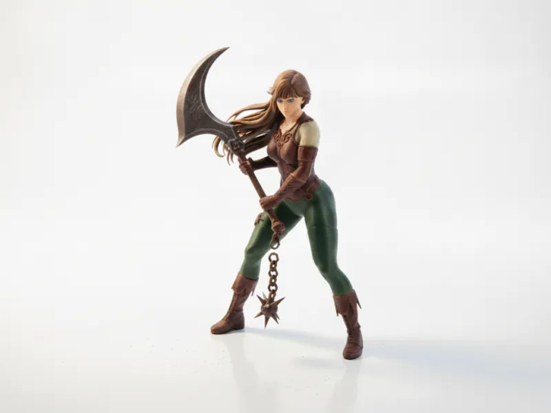 Lady With Scythe Warrior Figurine 3D Printable