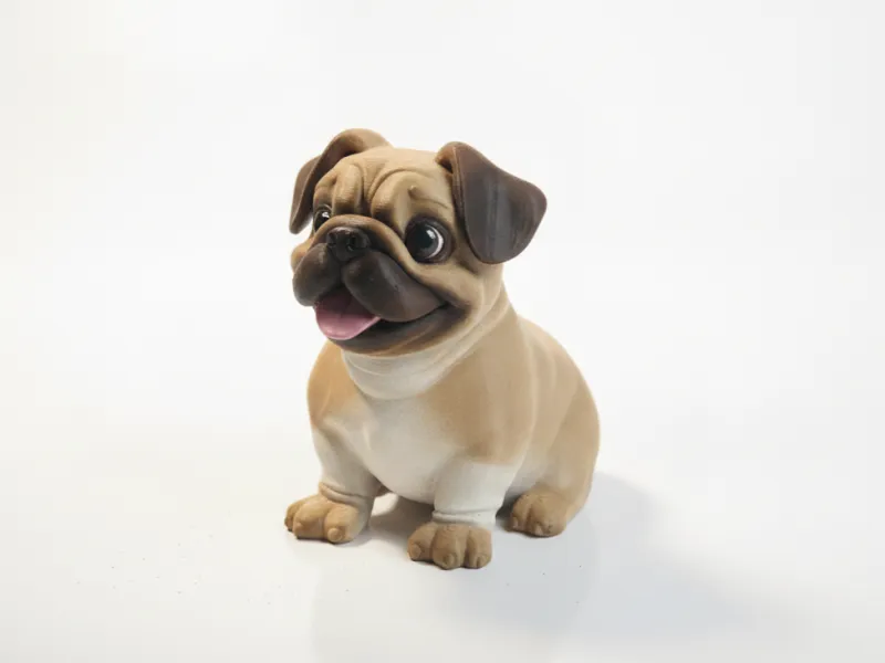 Figurinha Chibi de Pug Fofo e Adorável para Impressão 3D