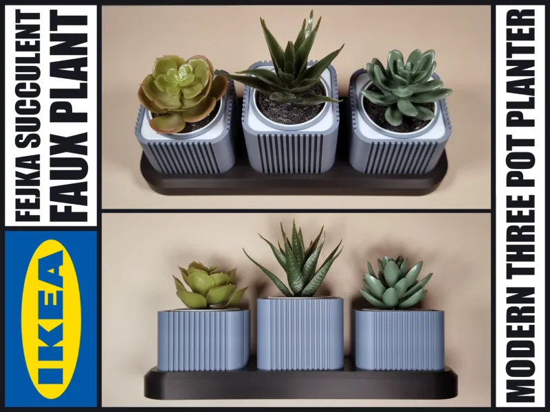 IKEA Fejka Succulent - Modern Three Pot Planter