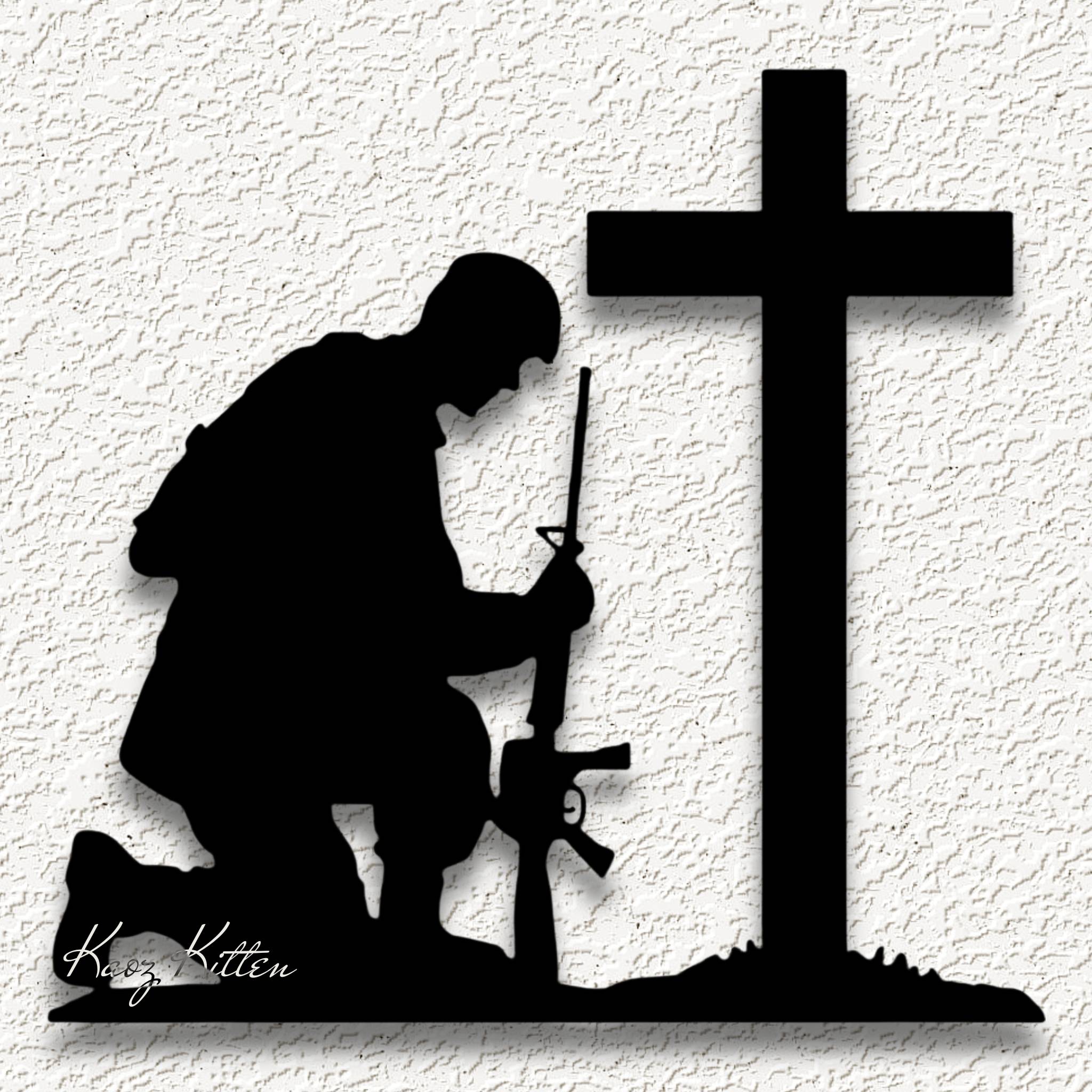 soldier kneeling cross WALL ART HOME DECOR