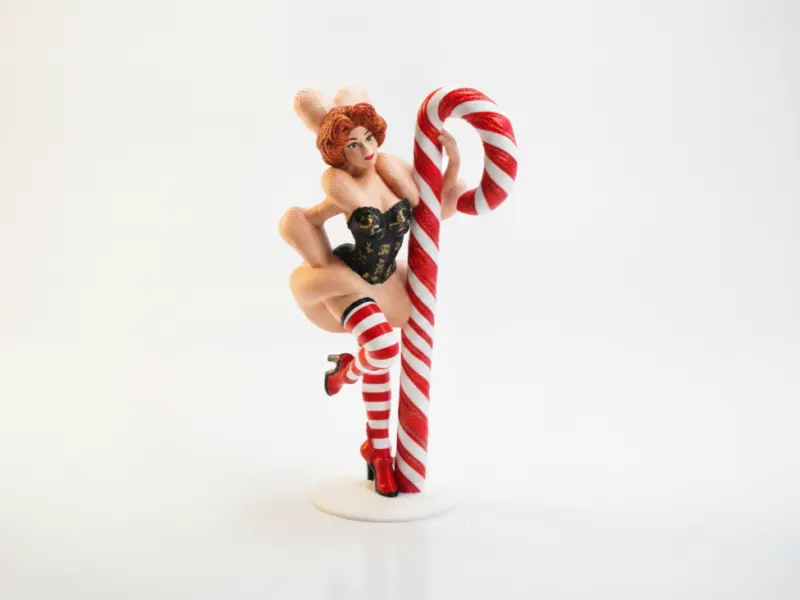 Christmas Candy Cane Lady Figurine Female 3D Printable