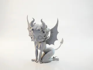 Demon Kneeling Figurine Fantasy 3D Printable