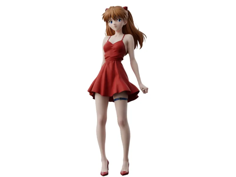 Asuka con vestido rojo v4