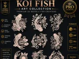 Floral Koi Fish CNC SVG STL Pack 9 Designs-0