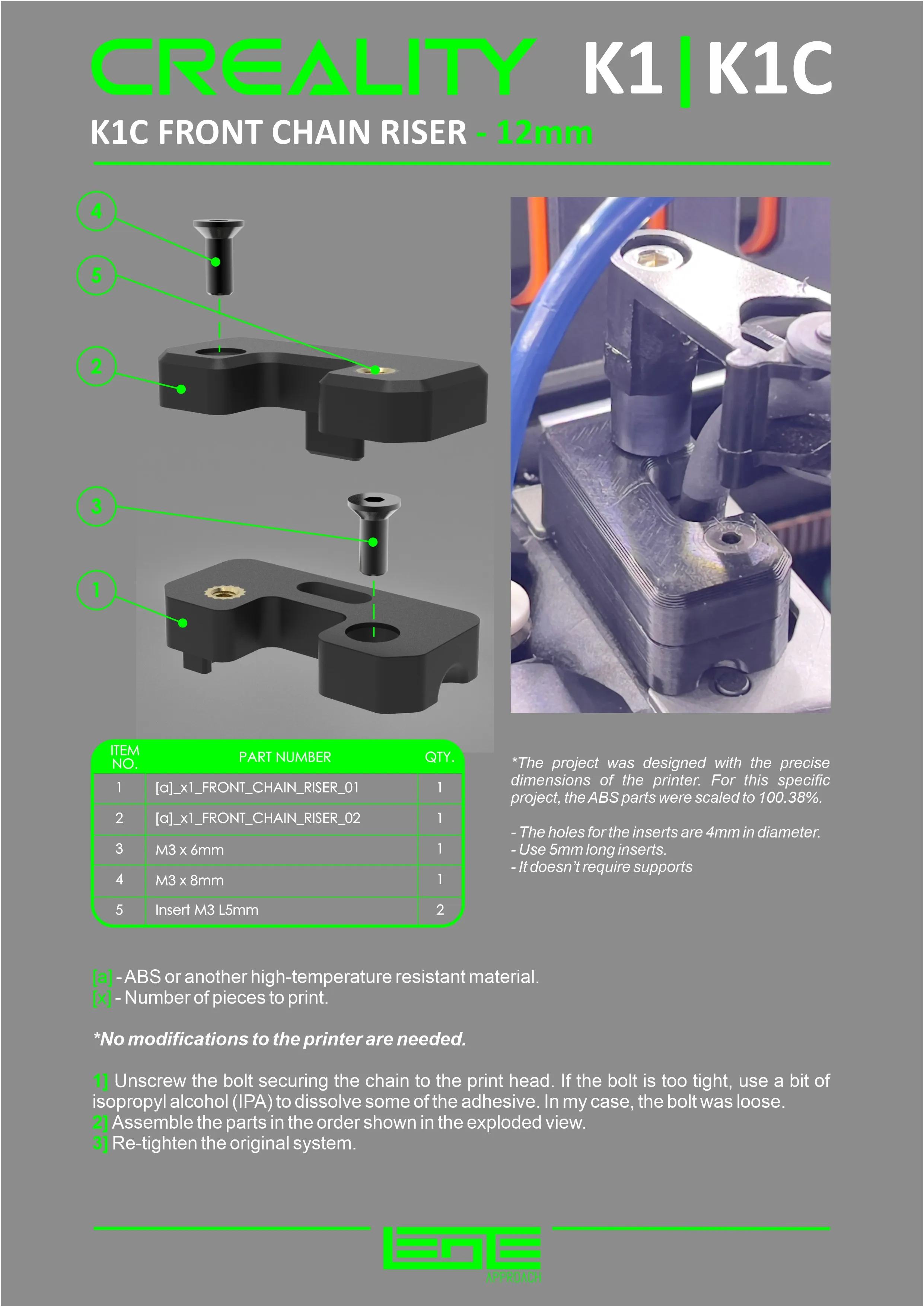 3D Printer Files | 3MF File | CREALITY K1|K1C|K1SE - FRONT CHAIN