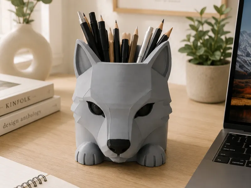 Portabolígrafos de lobo - Organizador de escritorio moderno