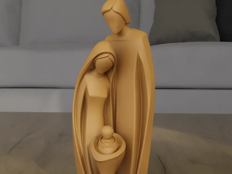 Minimalist Holy Family 3D Model Modern Nativity STL