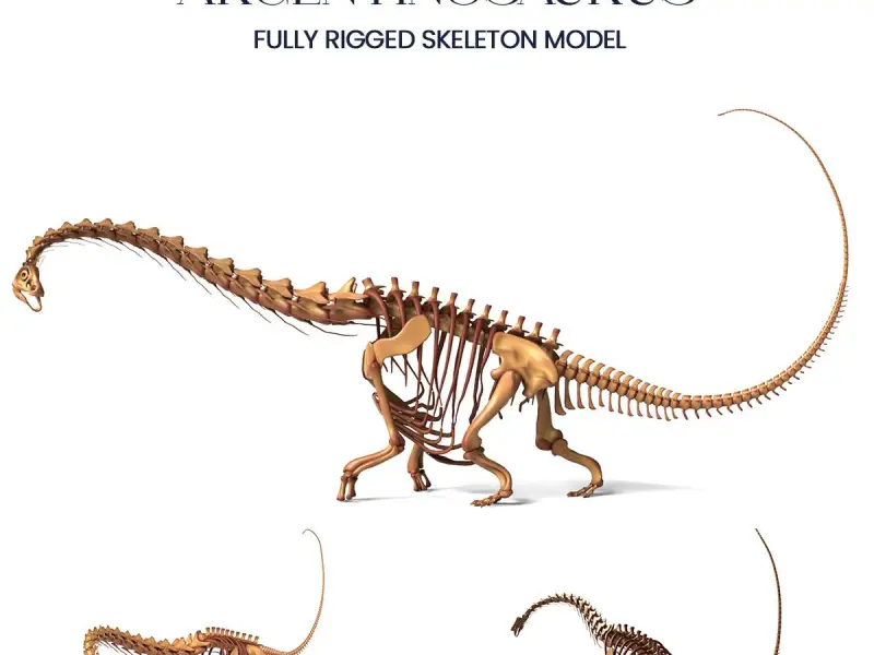 Argentinosaurus Rigged Skeleton – Dynamic Pose 1