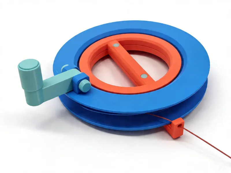 Kite and fishing reel hand wheel with foldable handle.
