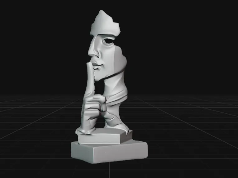 Shh Face Bust – Silent Gesture Modern Abstract Art Decor