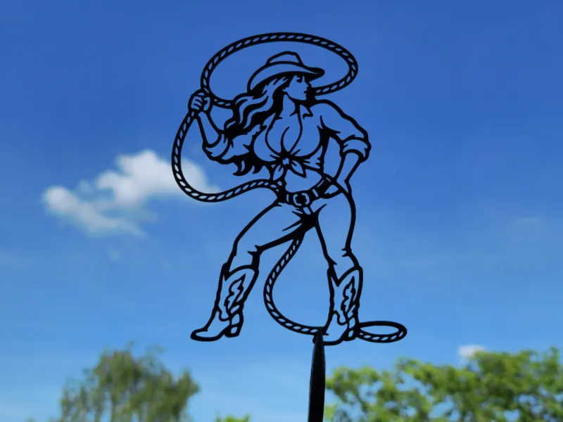 Arte de pared 2D de vaquera de rodeo