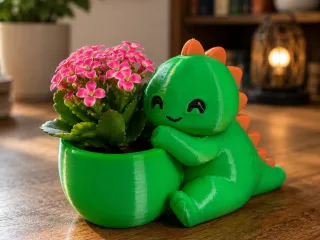 Cute Dinosaur Hugging Planter – Adorable Plant Pot