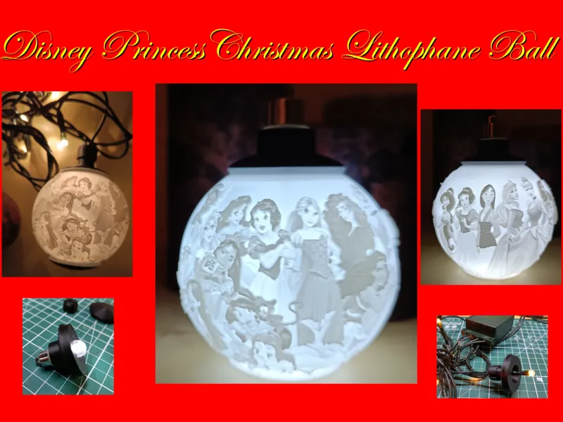 Disney Princess Lithophane Christmas Ball