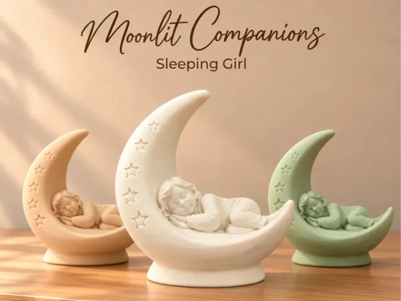 Sleeping Girl Moonlit Companions