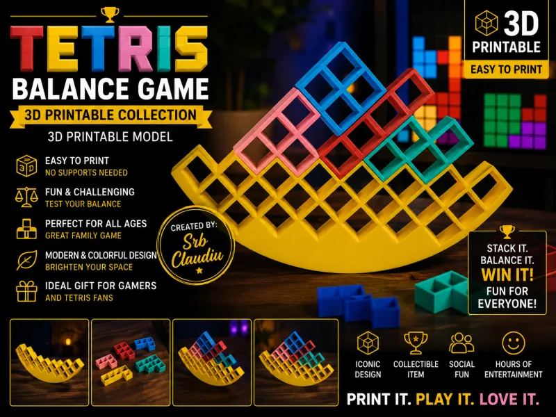 Tetris Balance – Jeu de puzzle imprimé en 3D