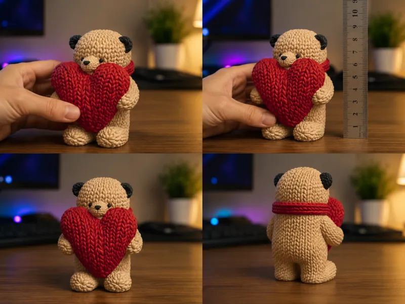 Knitted Teddy Bear with Heart