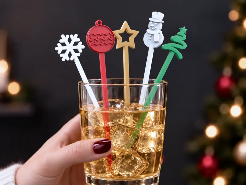 Touillettes de boissons de Noël | Set de 5 bâtonnets à remuer festifs