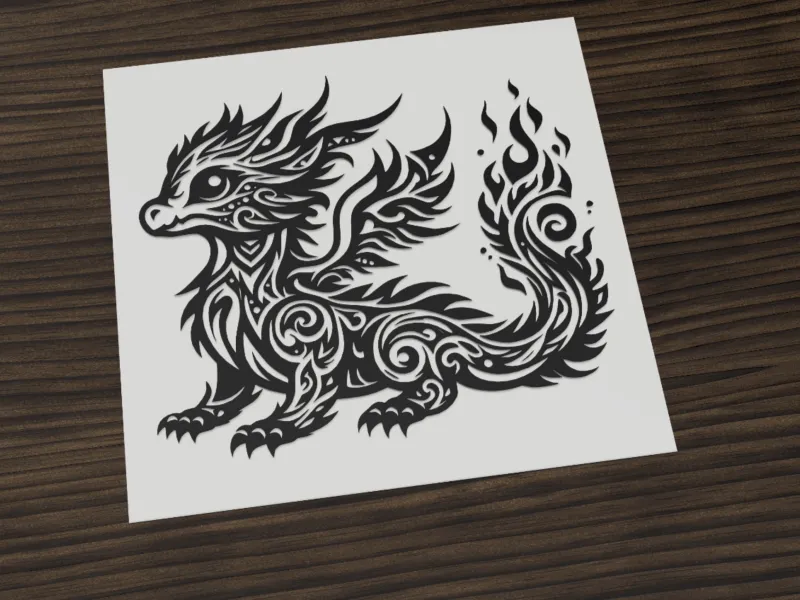 Dragon tribal black white design