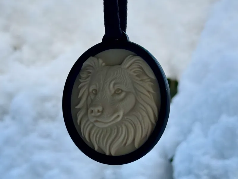 Border Collie Relief Medallion Pendant