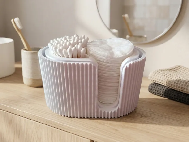 Japandi-Style Makeup Remover Cotton Swab and Pad Holder