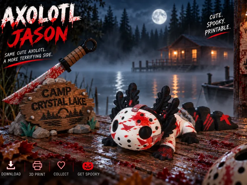 🔪🦎 Axolotl Jason Flexi – Halloween-Edition 🩸🎃